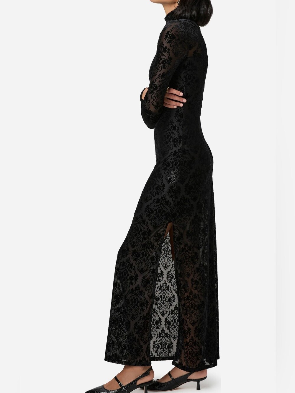 PAIGE Size XS Lucca Black Velvet Long Sleeve Maxi Dress Msrp $299 - Picture 3 of 3